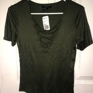NEW Forever21 sexy olive criss-cross top